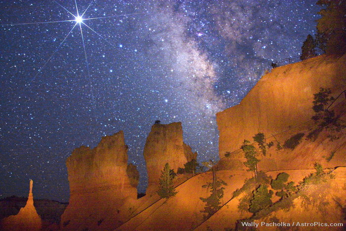Wally Pacholka - Navajo Trail, Milky Way, Jupiter over Sentinel
